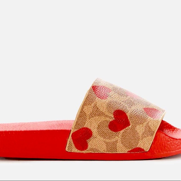 NIB COACH UDELE SPORT LOGO VALENTINE HEART PRINT SLIDE SANDAL SHOE/Sz 10 B - Picture 3 of 5